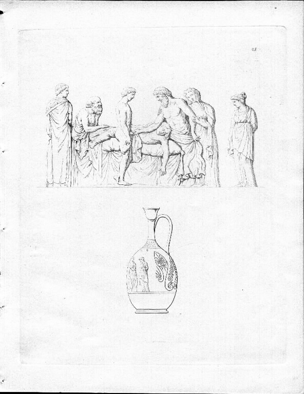A Lekythos fron Ruo with a scene of Priam examining the corpse of Hector 